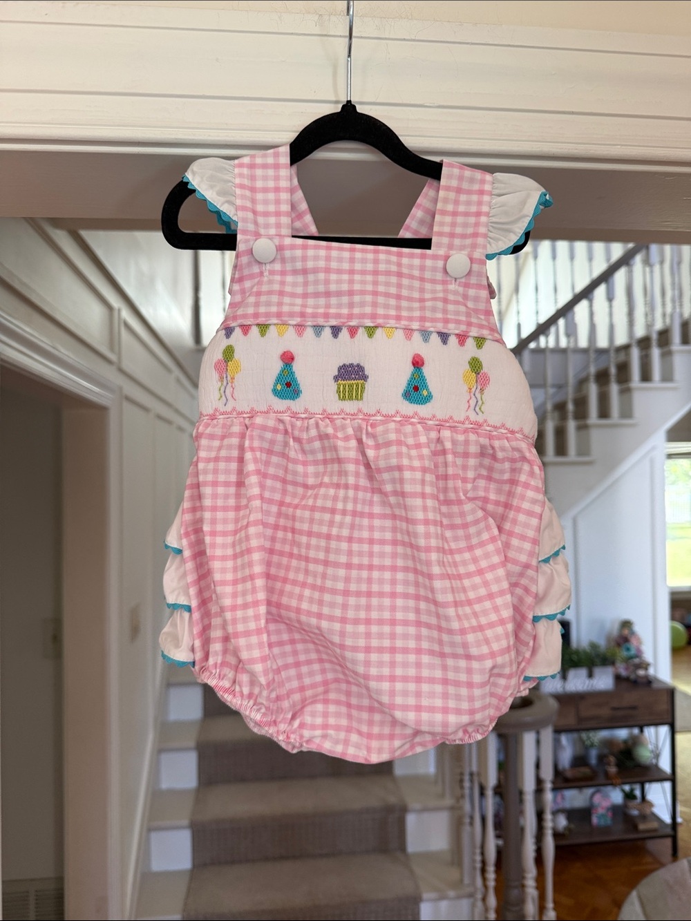 Classic Whimsy Birthday Smocked Pink Check Leah Bubble